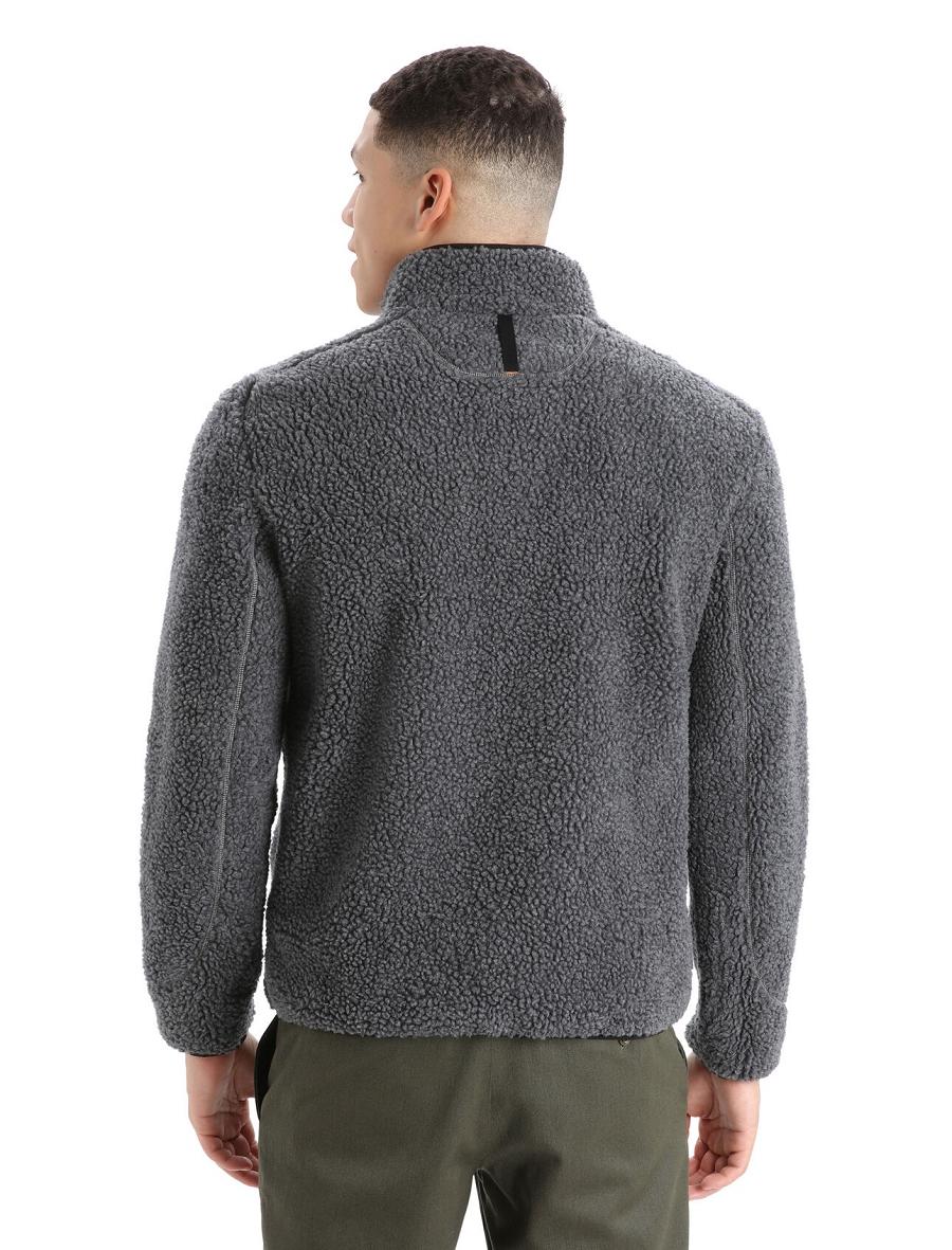 Icebreaker RealFleece™ Merino High Pile Long Sleeve Half Zip Férfi Kapucnis Pulóver Szürke Fekete | HU 1249GSOL